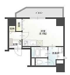 東武東上線 川越駅 徒歩5分の賃貸マンション 11階ワンルームの間取り