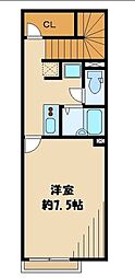 レオネクストエルーセラハイツ 2階1Kの間取り