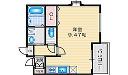 銀杏ホール 3階ワンルームの間取り