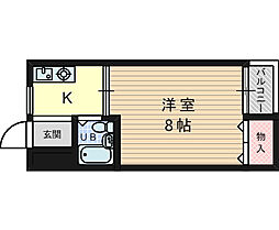 ハイツリバーサイド 1Kの間取図画像