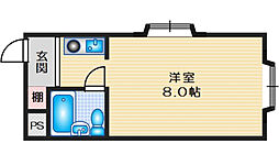 レナジア高槻 1Kの間取図画像