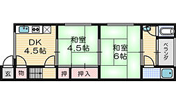 西畑ハイツ 1DKの間取図画像