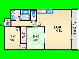 ソシアアグネス 2LDKの間取図画像