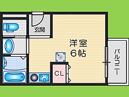HAL高槻弐番館 1Kの間取図画像