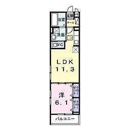 ジーアンビエンス 1LDKの間取図画像