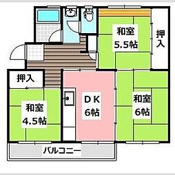 平田住宅14号棟 3DKの間取図画像