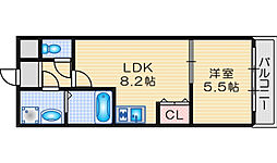 フジパレス茨木南 1LDKの間取図画像