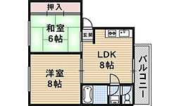 福田ハイツ 2LDKの間取図画像