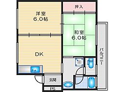 メゾン津之江 2DKの間取図画像