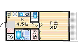 さつきビルさつきハイム 1Kの間取図画像