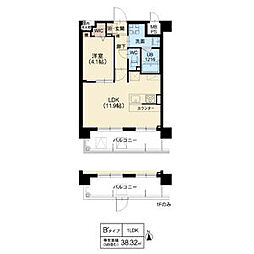 茨木市天王1丁目マンション 1LDKの間取図画像