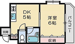 クリスタルシャトー 1DKの間取図画像