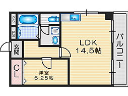 ナンノ第5号館 1LDKの間取図画像