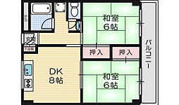 ハイツ奥田 2DKの間取図画像