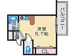 エスポワール茨木 ワンルームの間取図画像