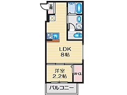リアコート千里2 NORTH 1LDKの間取図画像