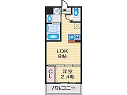 リアコート千里2 NORTH 1LDKの間取図画像