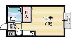 大住マンション 1Kの間取図画像