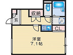 レオネクスト一津屋 1Kの間取図画像