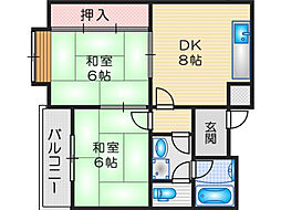 グリーンハイツ 2DKの間取図画像