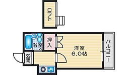 アルデール富田 1Kの間取図画像