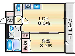 ブランシェトワ 1LDKの間取図画像