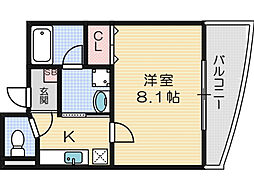 メゾンアンシャンテ 1Kの間取図画像