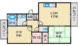 ハイアーグラウンドB棟 2LDKの間取図画像