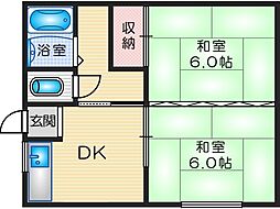 日吉マンション 2Kの間取図画像