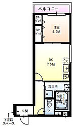 フジパレス摂津香露園 1DKの間取図画像
