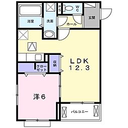 ヴィアソーレ摂津 1LDKの間取図画像