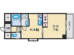 千里丘アヴニュー 1Kの間取図画像