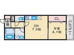 アート高槻 1LDKの間取図画像