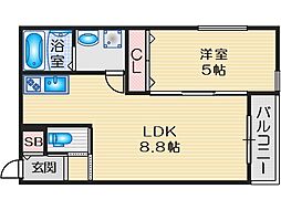 セレニティ豊川III 1LDKの間取図画像