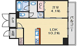 山崎マンション16高槻芥川 1LDKの間取図画像