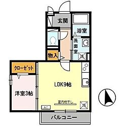 ヘルト・シュトラーセ 1LDKの間取図画像