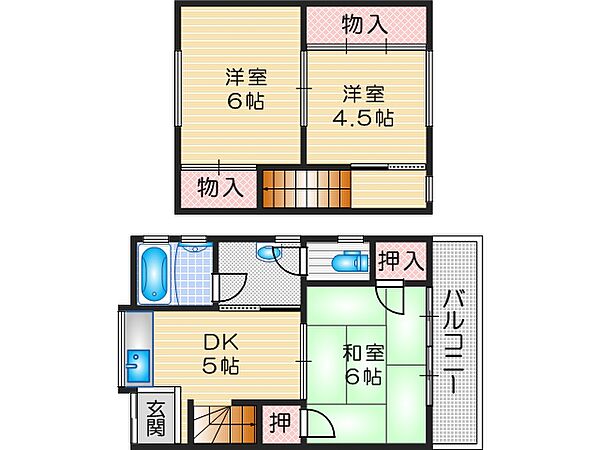 津之江町1丁目戸建 ｜大阪府高槻市津之江町1丁目(賃貸テラスハウス3DK・1階・54.55㎡)の写真 その2