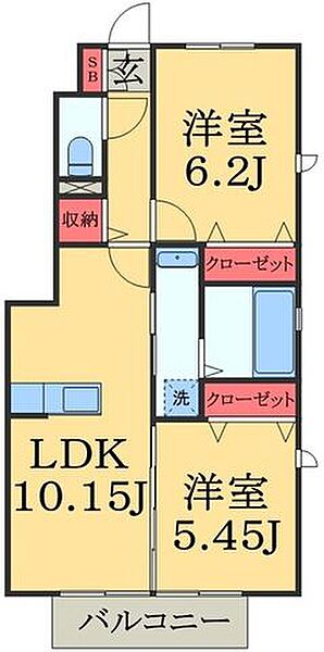 千葉県四街道市栗山(賃貸アパート2LDK・1階・50.68㎡)の写真 その2