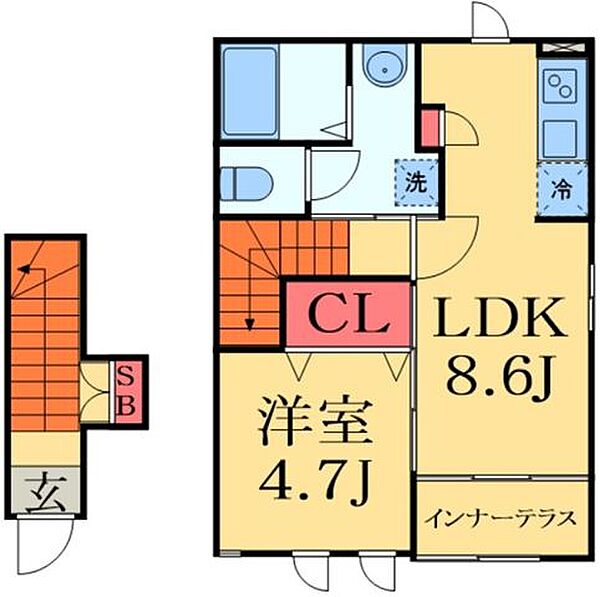 千葉県四街道市物井(賃貸アパート1LDK・2階・42.34㎡)の写真 その2