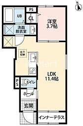 リーブルファイン若葉区桜区 1LDKの間取図画像