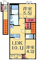 エイト・アヴェニュー 2階2LDKの間取り