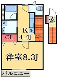 ちしろ台3 1Kの間取図画像