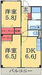 アヴェニューK 2DKの間取図画像