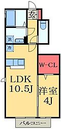 ボヌールヴィー 1LDKの間取図画像