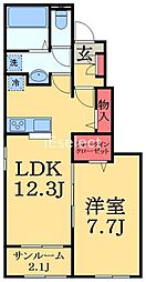 八街市八街にアパート 1LDKの間取図画像