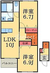プライムス 2LDKの間取図画像