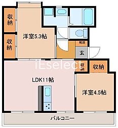 ドリーム佐倉2 2LDKの間取図画像