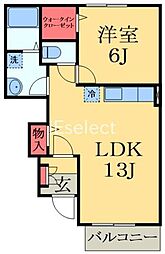 ヴァンフルール2 1LDKの間取図画像