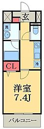 ウィンヒルズ勝田台 1Kの間取図画像