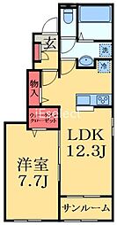 マウロア2 1LDKの間取図画像